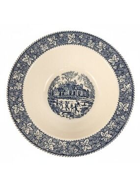 Vintage Homer Laughlin Shakespeare Country Vegetable Bowl Blue White Transferwar